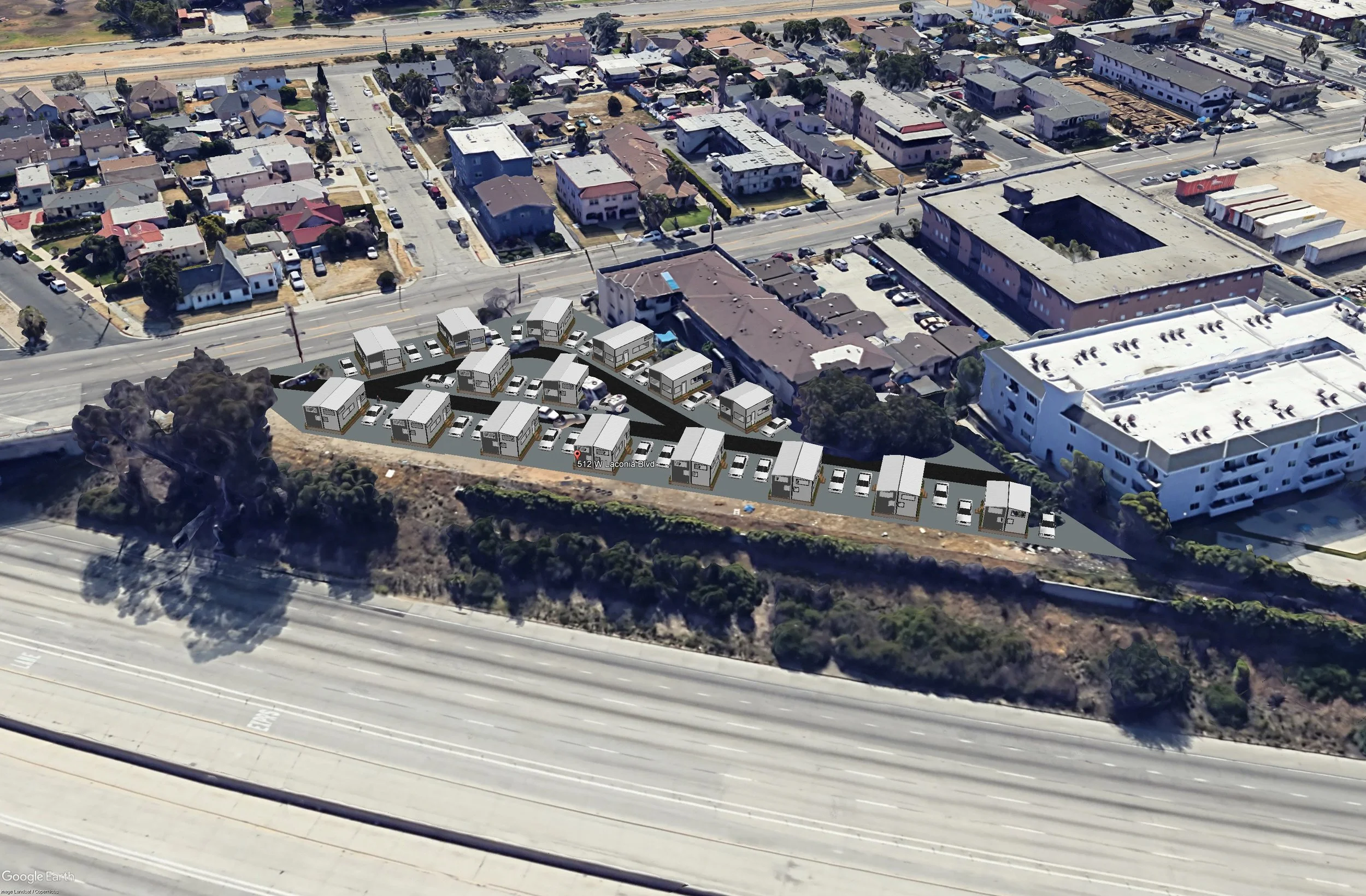 Tinys on Fig- potential 32 unit Tiny Home Village (Aerial)