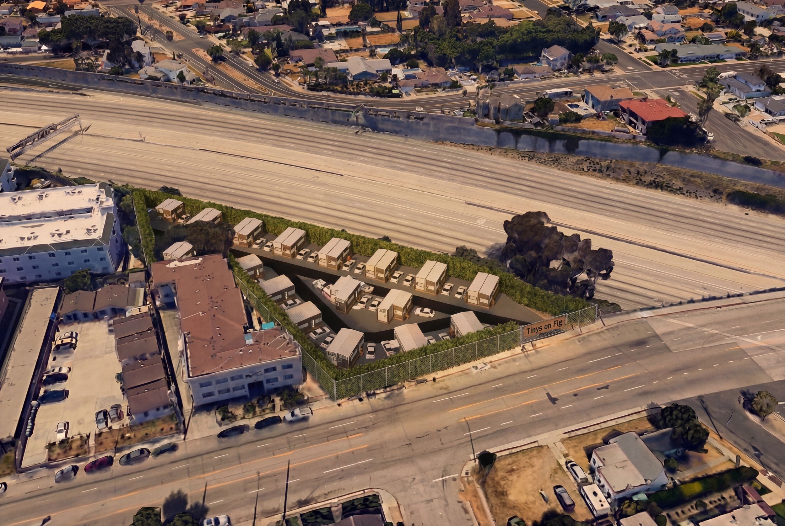 TINYS on FIG- render Aerial. 