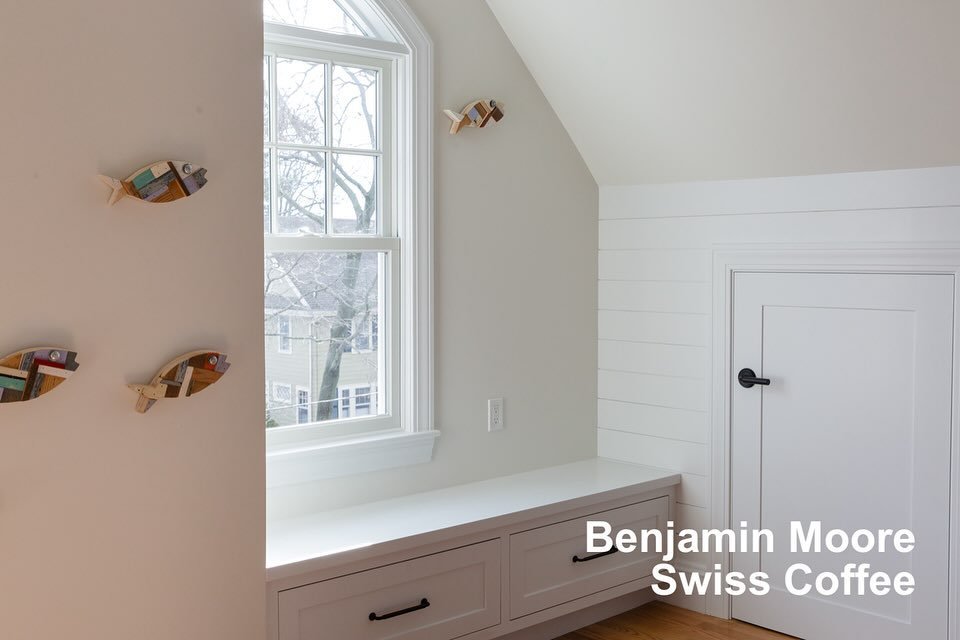 @benjaminmoore has 177 shades of white, wow! How do you possibly choose? Our in-house interior designer, Laura, is here to help! She has some tried-and-true favorites (White Dove and Chantilly Lace), but recently she has been using warmer whites. 

W
