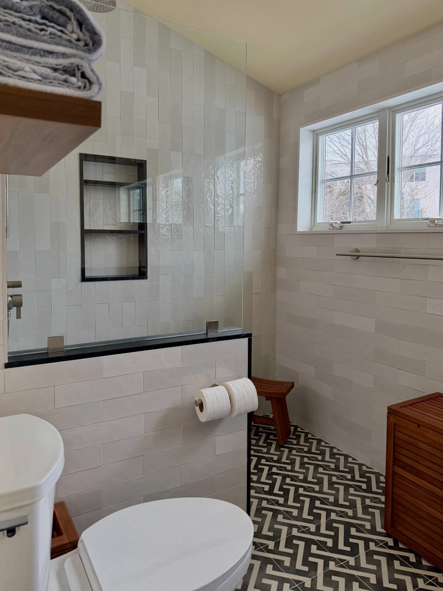 Finished! This bathroom renovation in a historic 1845 home came out beautifully. Our design preserved the home&rsquo;s original charm while making it work for modern living. We added a dormer for extra headroom and natural light, then layered in warm