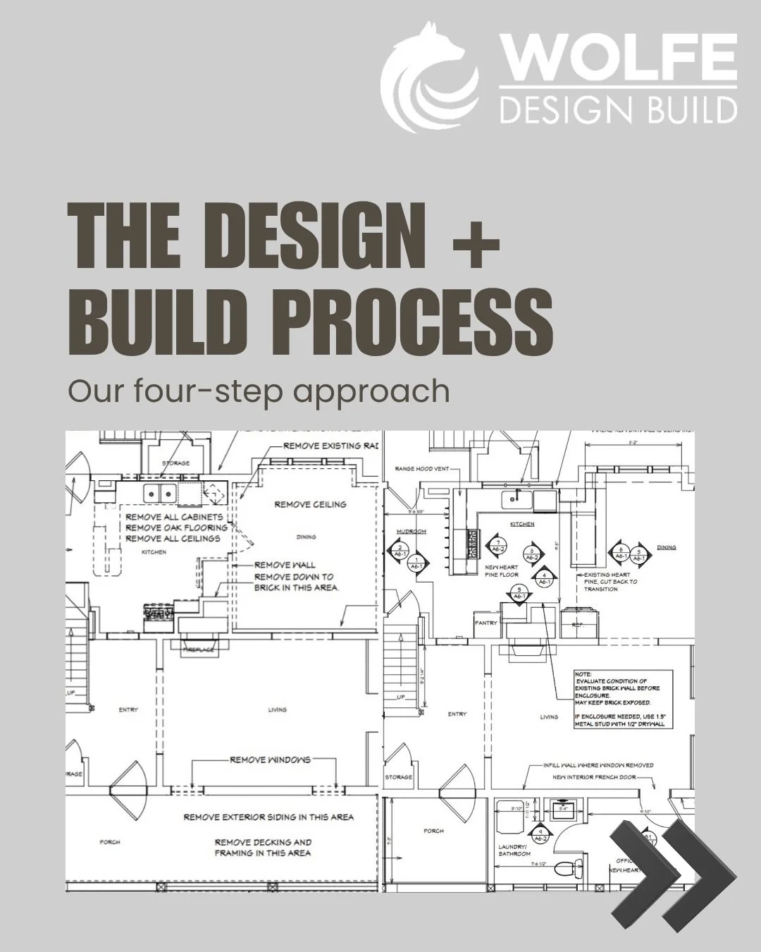 Every great renovation starts with a plan.

Swipe through our four-step Design + Build Process to see how we guide you from the first idea to a home that&rsquo;s beautiful, functional, and built to last.