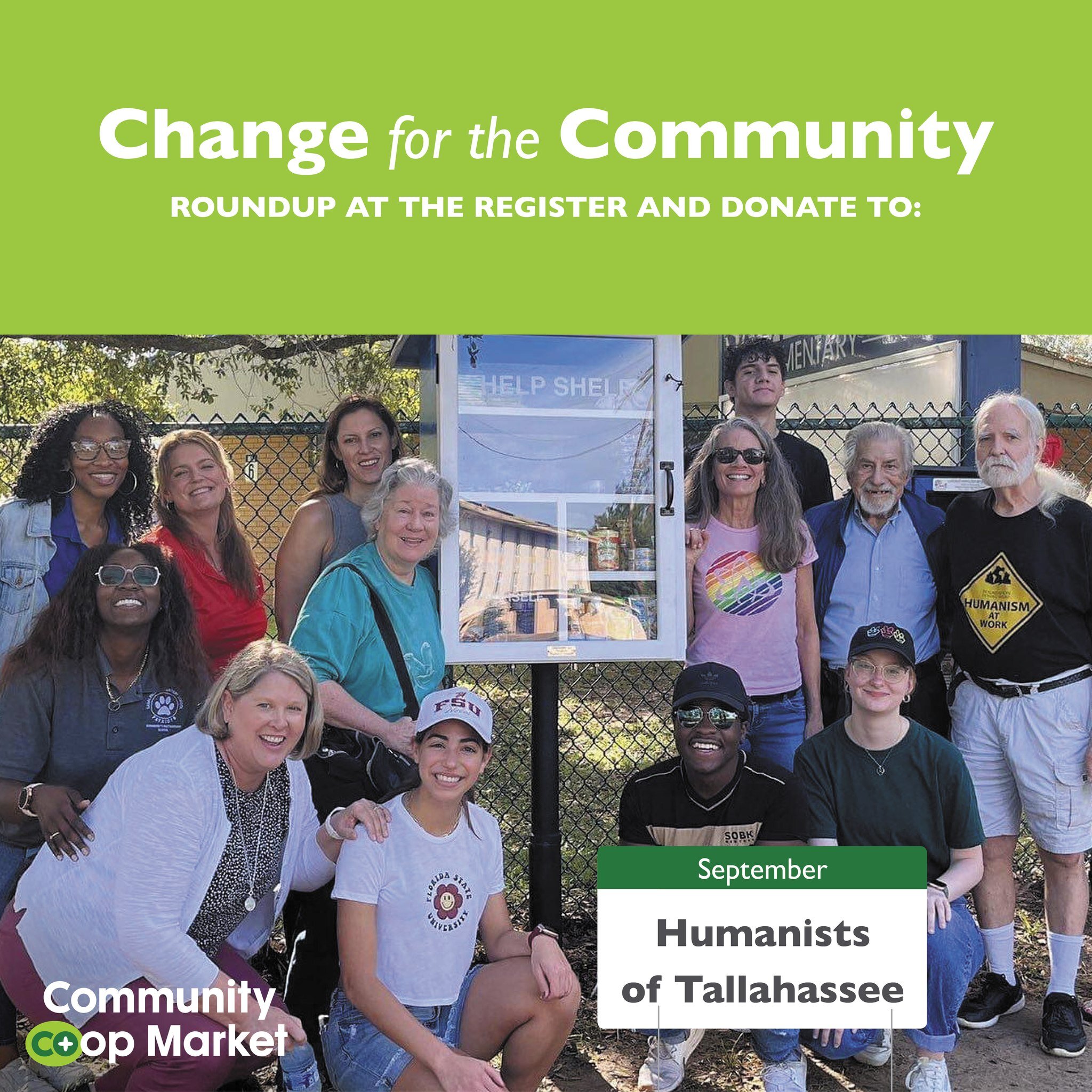 Meet our September Change for the Community donation recipient: Humanists of Tallahassee. Guided by reason, inspired by compassion, and enlightened by experience, the mission of the Humanist!