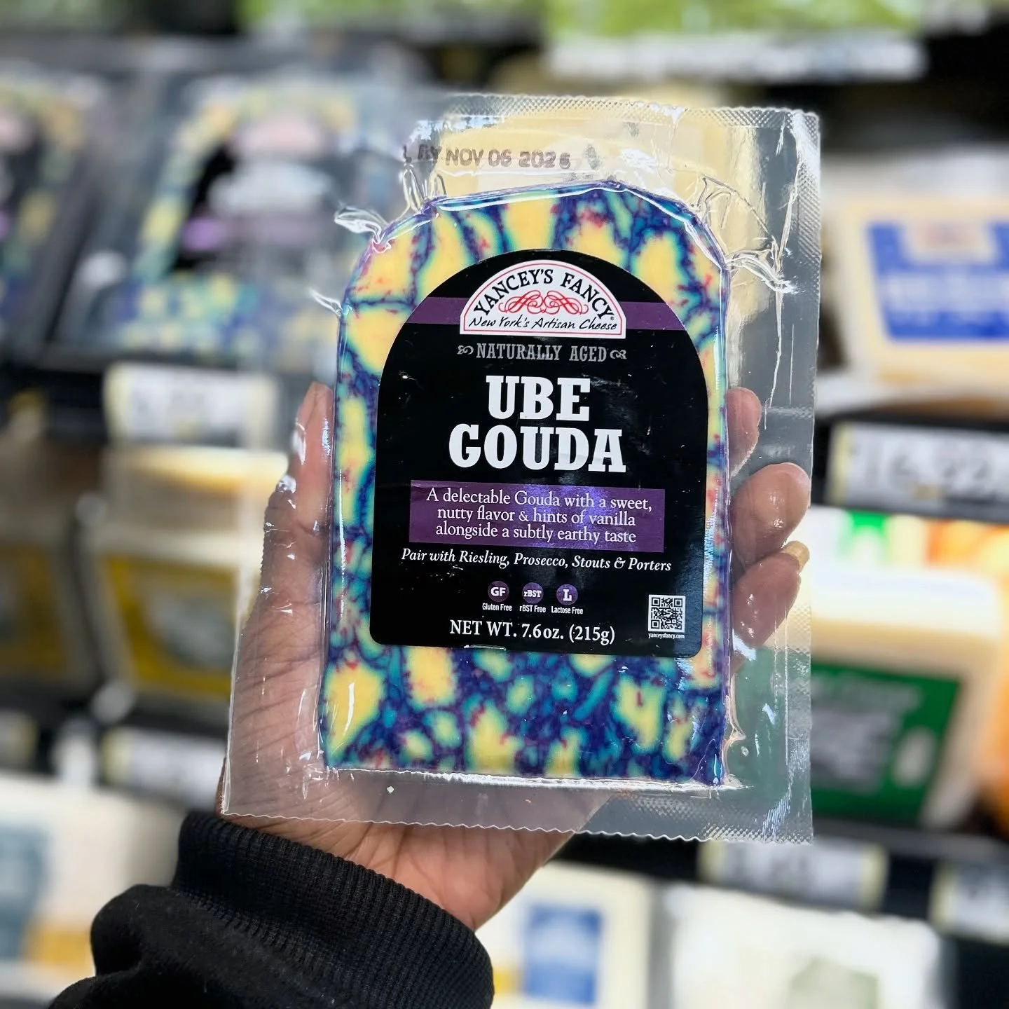 This cheese said main character energy ! Ube Gouda is here and it&rsquo;s as dreamy as it looks, subtly sweet, nutty, and totally snack worthy. Perfect for a cheese board that wants to stand out💜! 
#tallahassee #tally #fyp #cheeselover