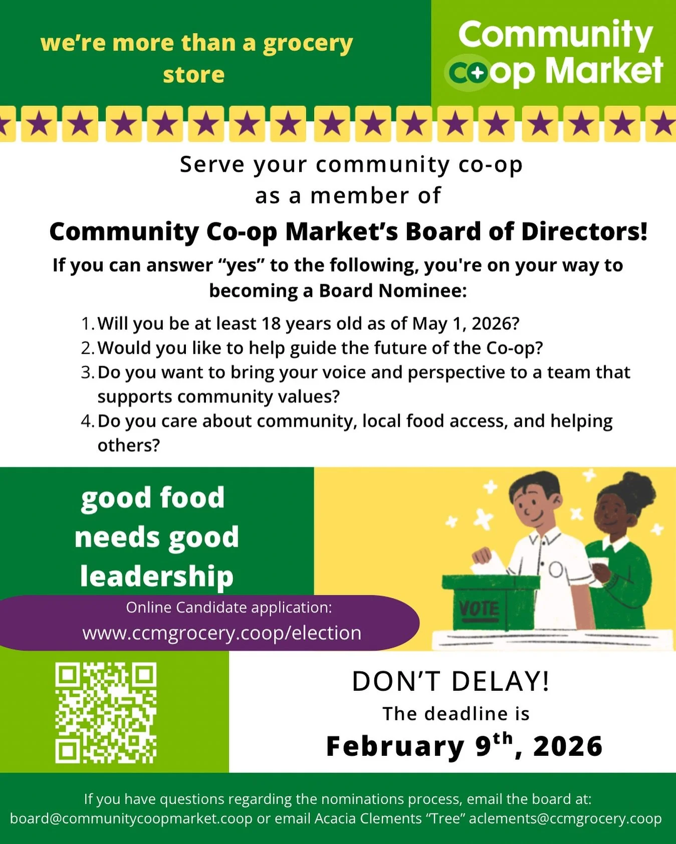 Still thinking about it? This is your sign 💫! Our Board of Directors nominations are open, and we are looking for community voices who care! You do not need board experience, just curiosity, care, and a willingness to show up
Deadline is February 9t