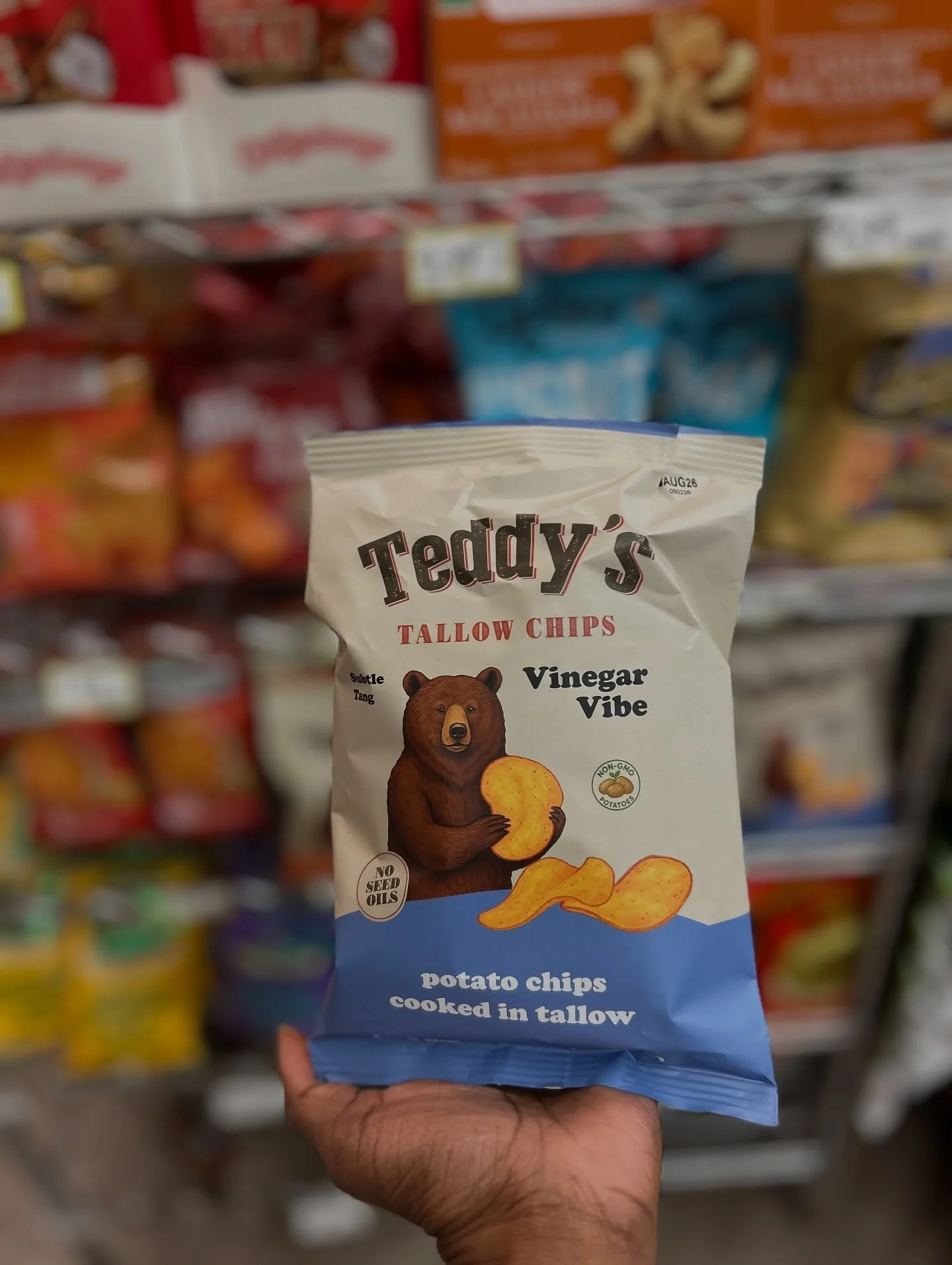New snack alert 🐻🥔

Teddy&rsquo;s Tallow Chips are now available! Cooked in tallow with no seed oils and packed with bold flavor like Vinegar Vibe.

We&rsquo;ve got multiple flavors to choose from, so come grab a bag.

📍Located right in front of t