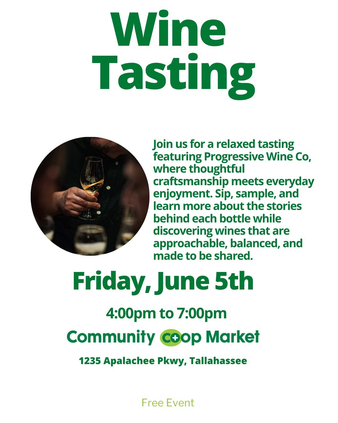 Looking for something fun to do this weekend? 

Join us for TWO FREE community events at Community Co-op Market!

🍷 Wine Tasting with Progressive Wine Co.
Friday, June 5 | 4 PM - 7 PM

🧶 Crochet Night with Megan
Saturday, June 6 | 6:30 PM until

Co