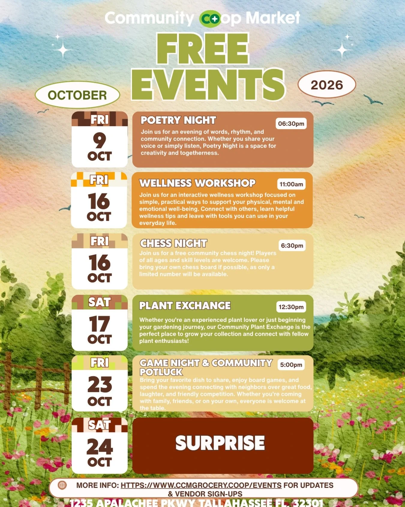 October is full of ways to connect, learn, and have fun at Community Co-op Market! Join us for Poetry Night, a Wellness Workshop, Chess Night, our Community Plant Exchange, and Game Night &amp; Community Potluck. We&rsquo;ve also got a surprise plann