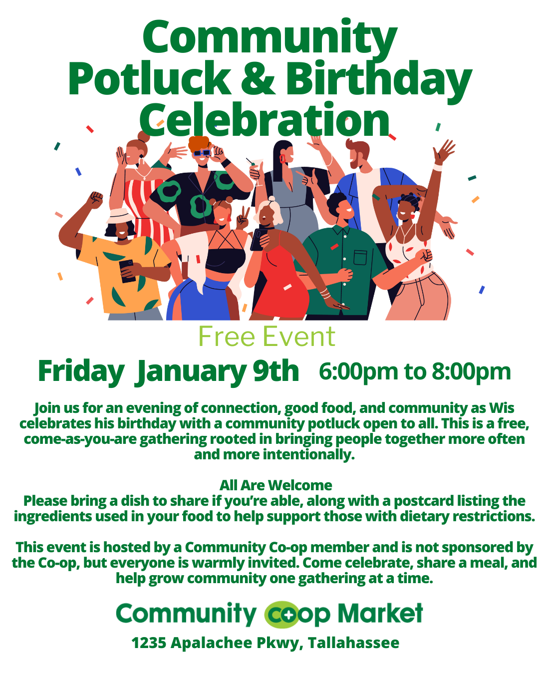 Wis' Community Potluck &amp; Birthday Celebration
