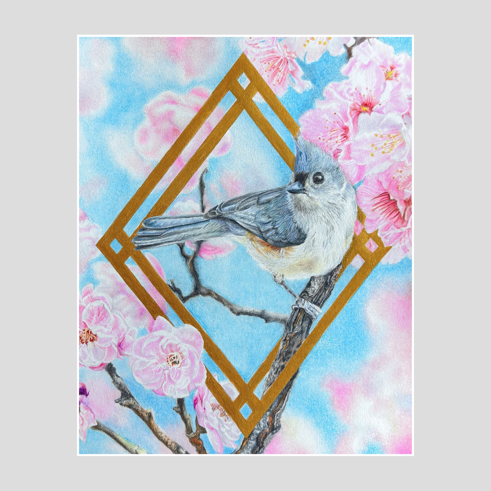 Tufted Titmouse & Cherry Blossoms (Original)