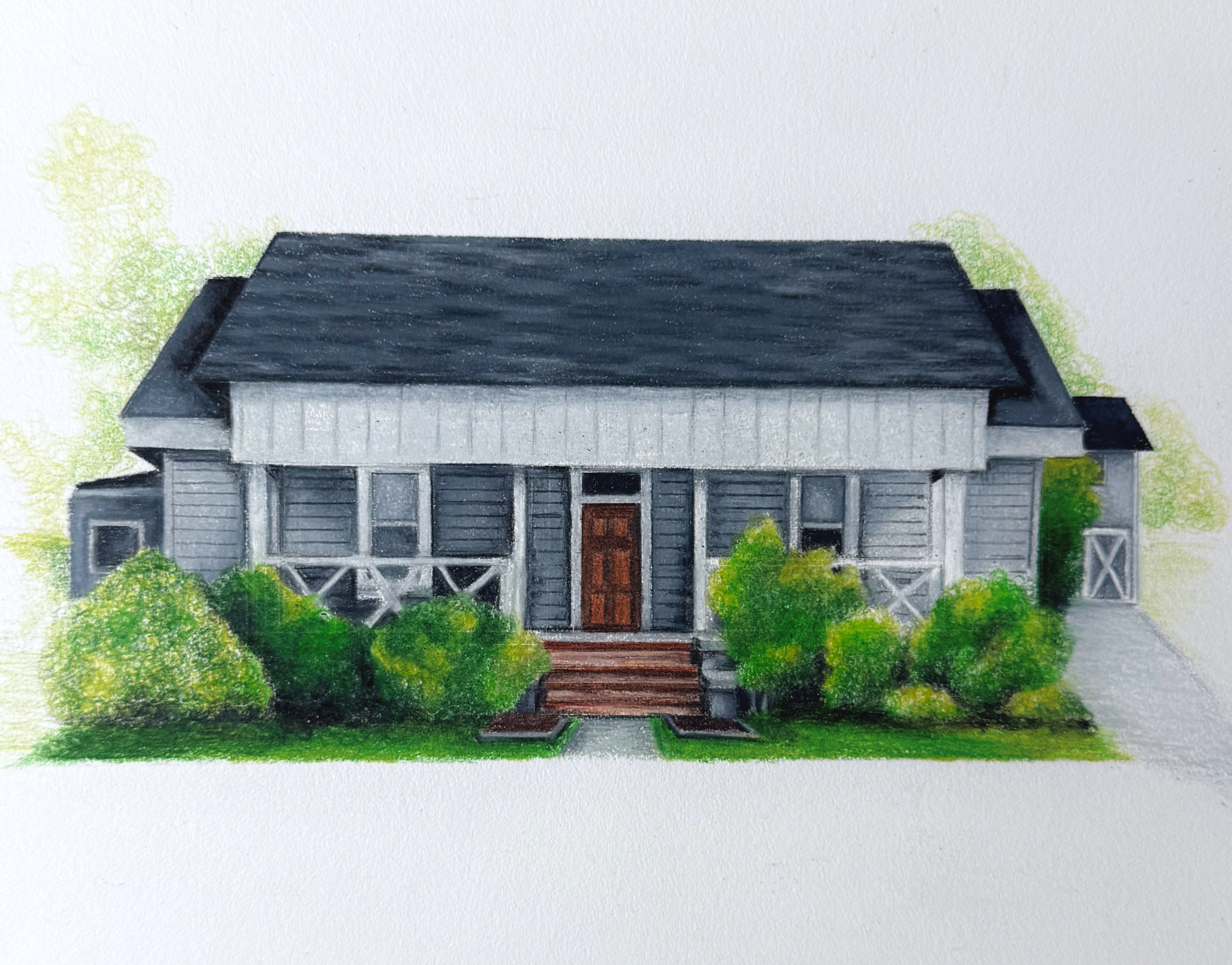 Hand drawn with colored pencil