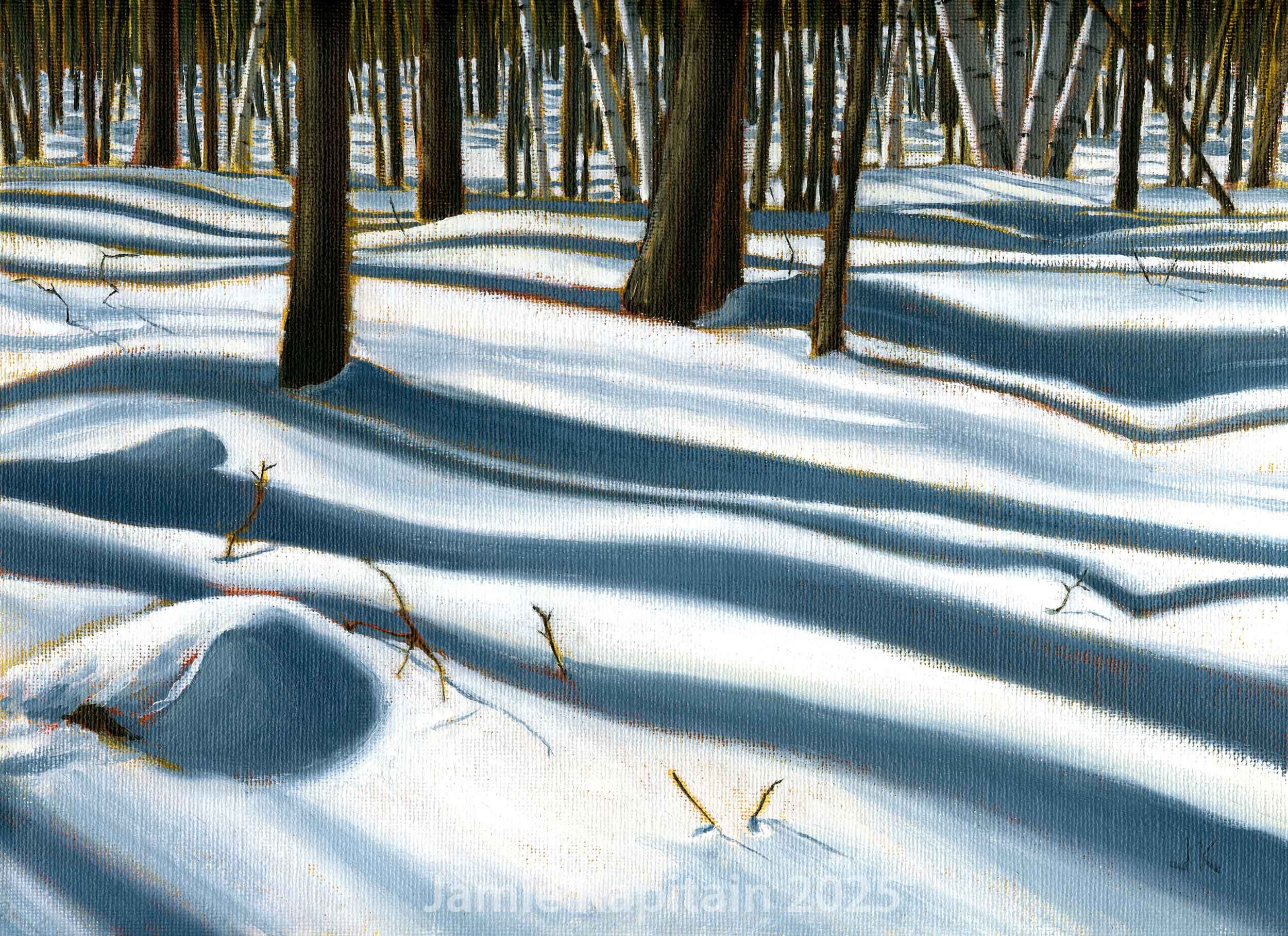 Winter Shadows, Mt. Nemo - Study, 2007, oil on canvas panel, 9x12 inches. Available.