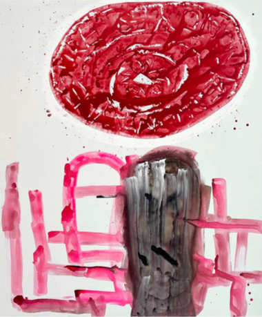 Yes/No, 2021, watercolor, gouache, water based oil paint on linen, 60 x 50 inches