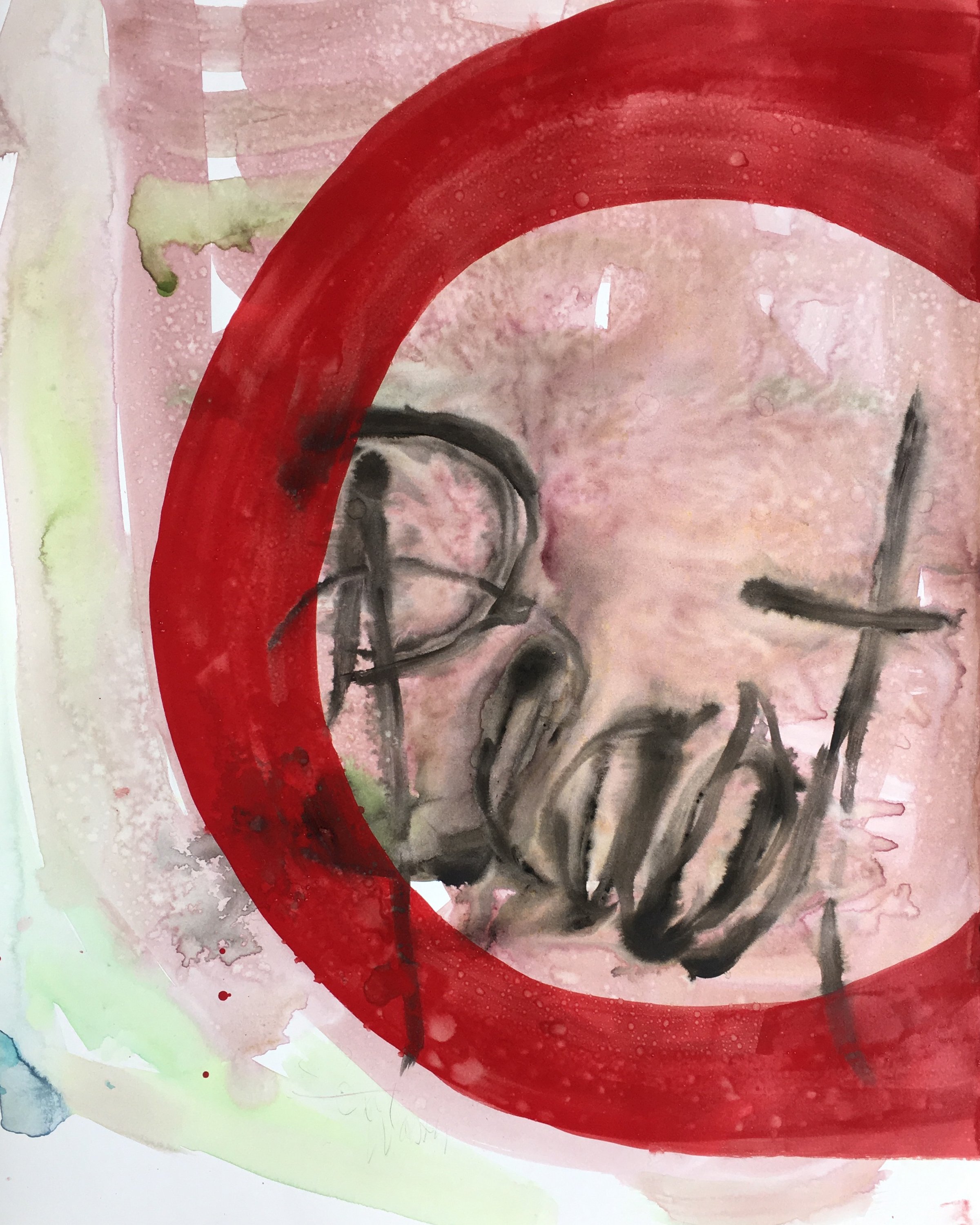 Cancel, 2020, watercolor, pencil, gouache, 20 x 16 inches