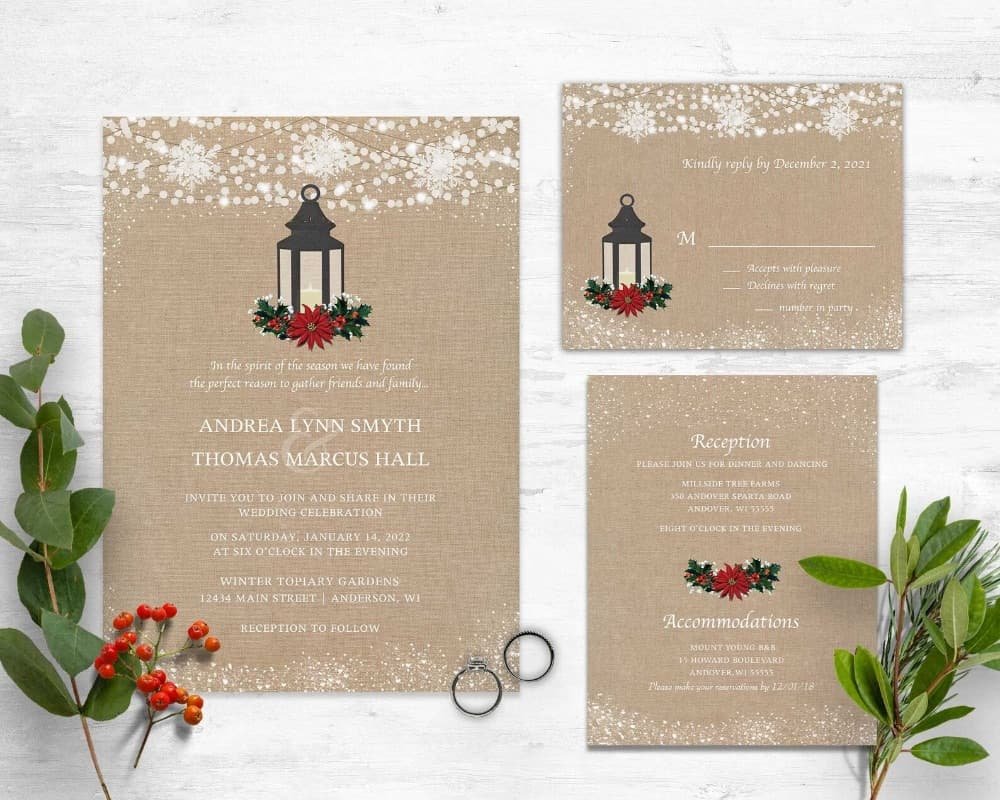 Christmas Wedding Invitations, by NotedOccasions