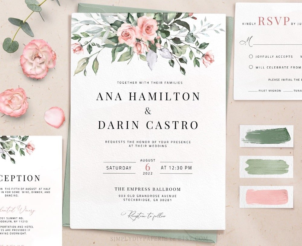 Floral Wedding Invitations by SimplyDIYPaperie