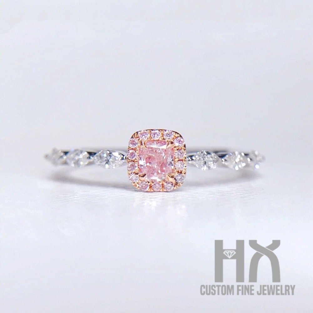 Natural Pink Diamond Ring by HXJewelry