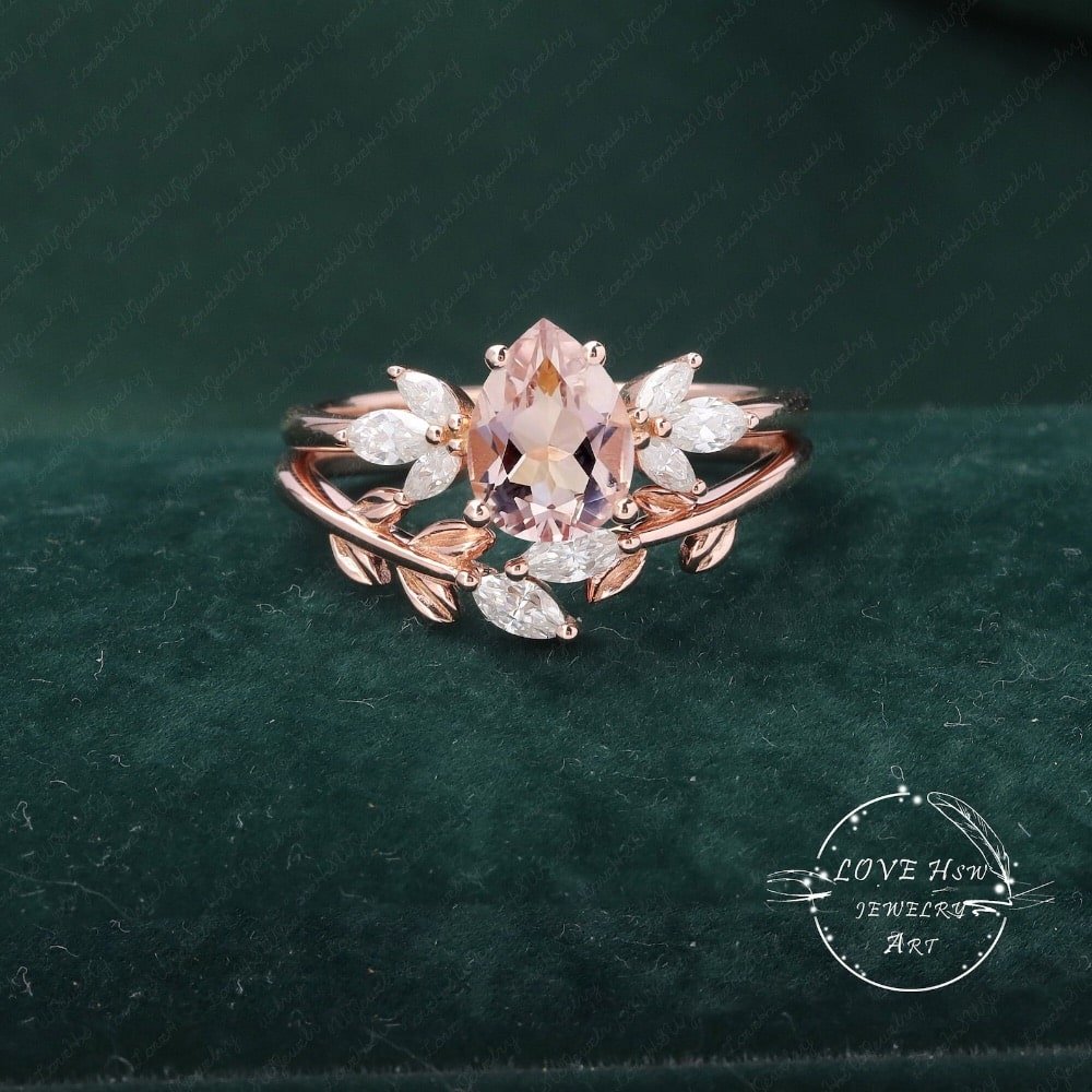Pink Morganite Bridal Set by HswjewelryArt