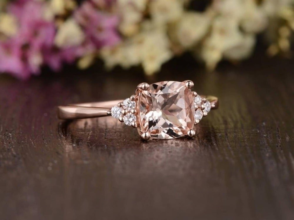 Oval Morganite Engagement Ring 1/4 ct tw Diamonds 14K Rose Gold | Kay