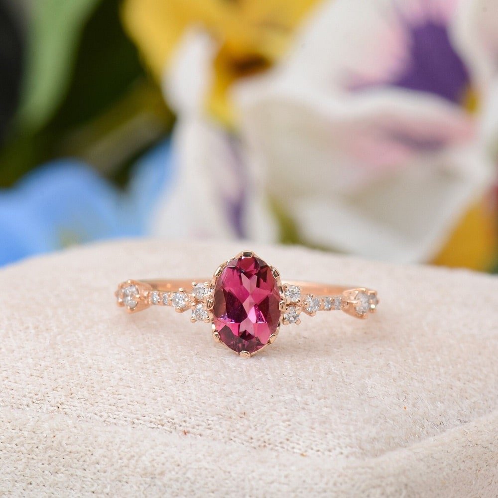 Pink Tourmaline Engagement Ring by TilyaJewelry