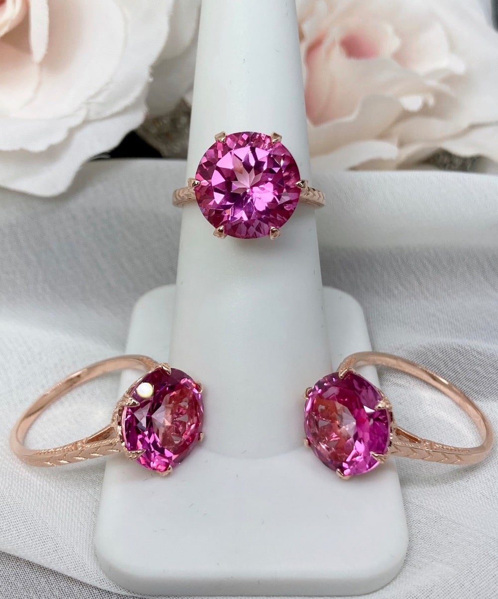 Pink Topaz Engagement Ring by SilverEmbraceJewelry