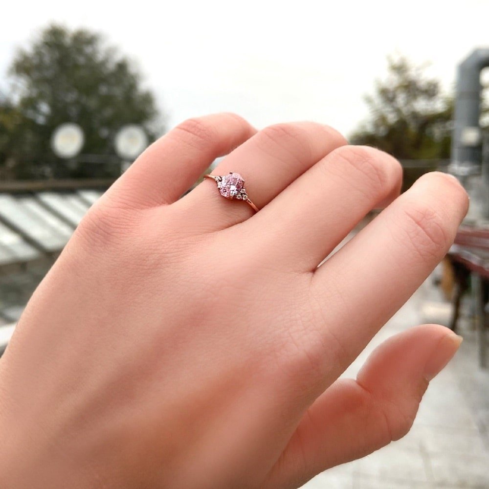 Delicate Pink Topaz Engagement Ring by AymirJewelry
