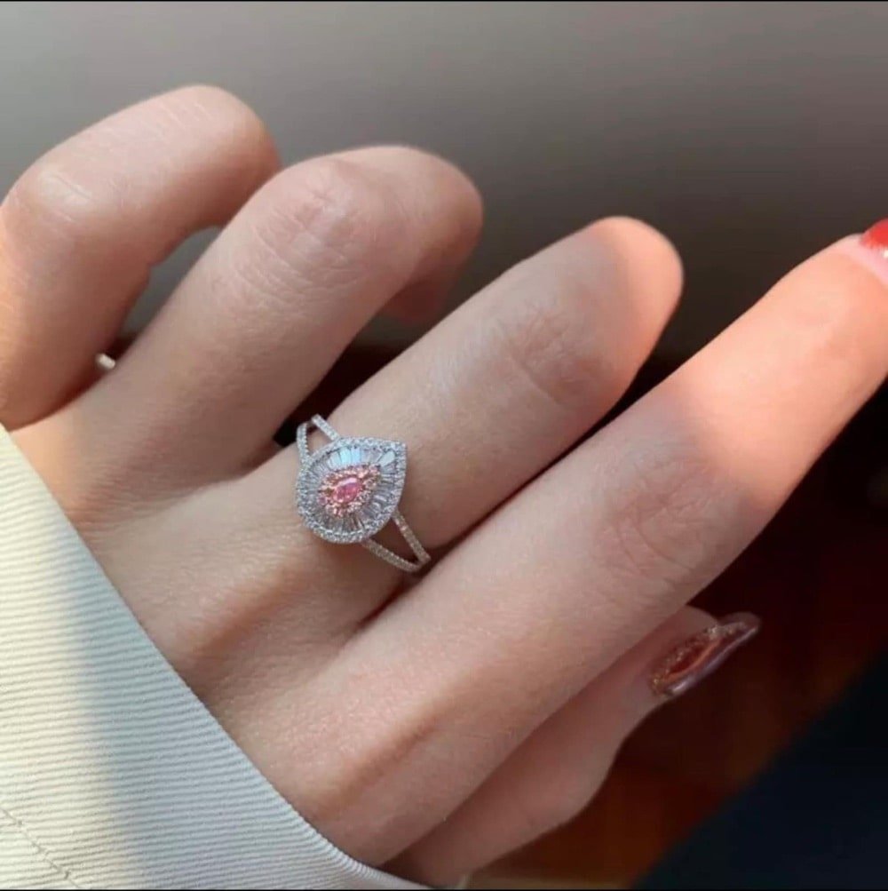 Pear Shaped Pink Diamond Ring by norVoski