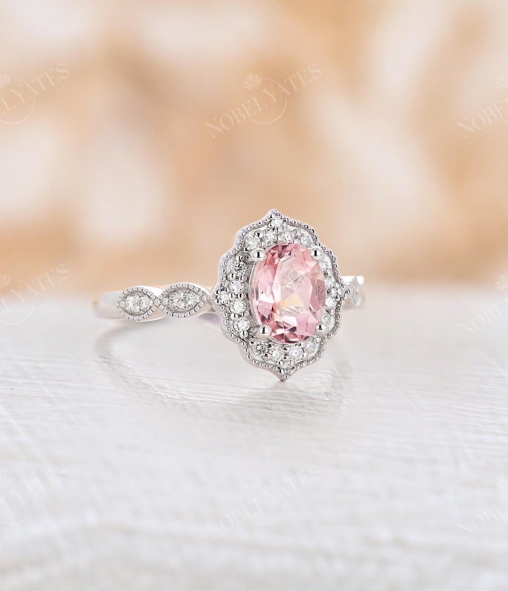 White Gold Morganite Engagement Ring by NyFineJewelry