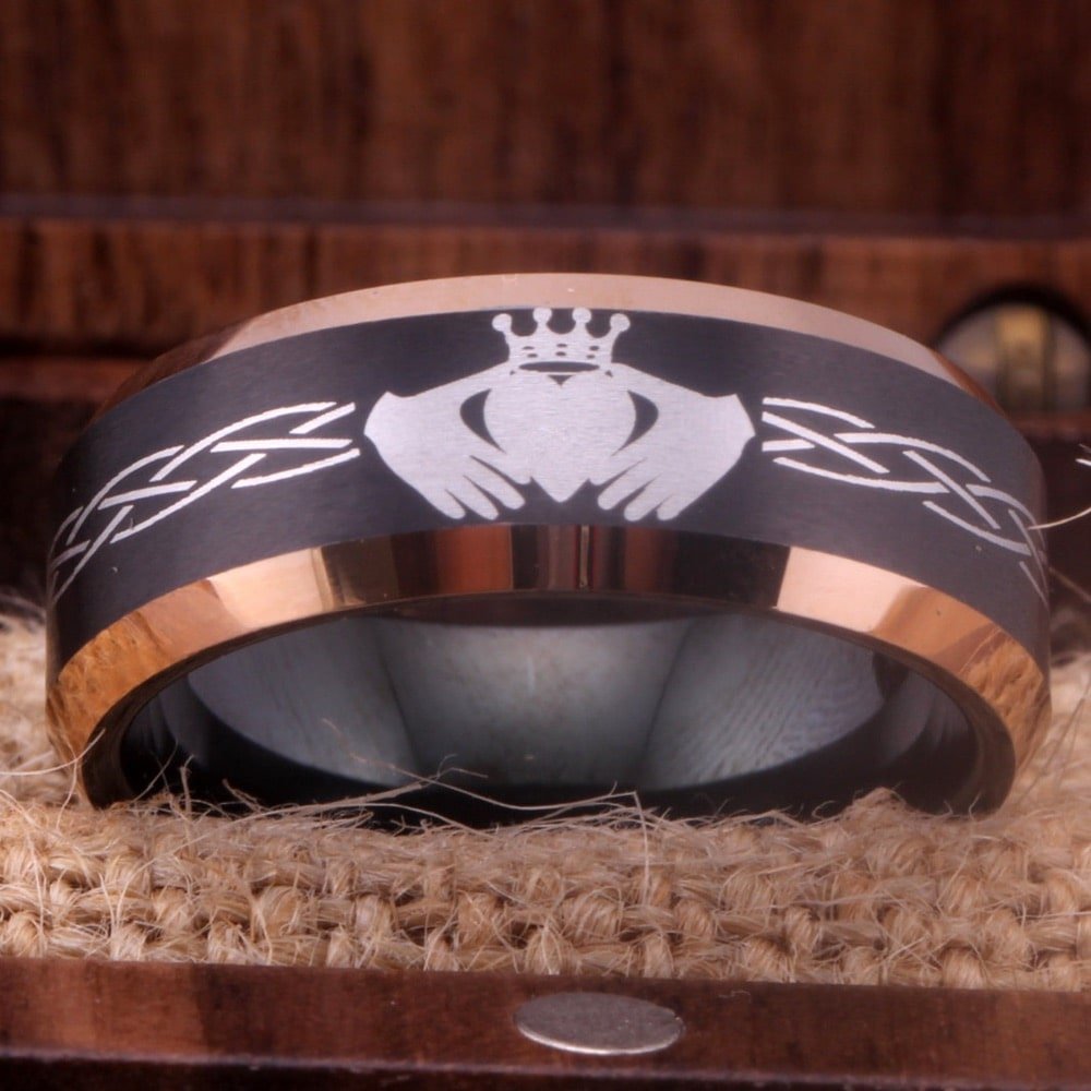 Tungsten Claddagh Wedding Ring by WoodenCombArt
