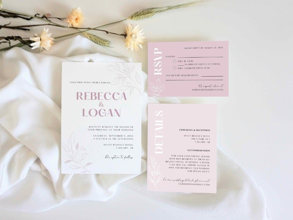 Blush Wedding Invitations by CottontailPaperShop