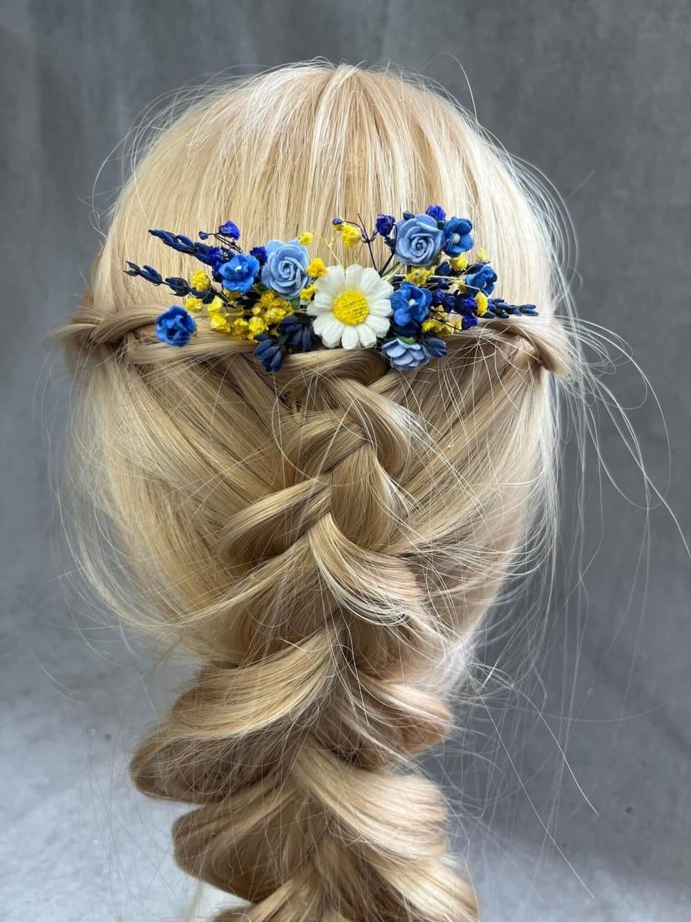 Blue and Yellow Hair Comb by MagaelaAccessories
