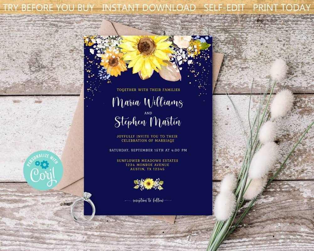 Sunflower Wedding Invitations by SavageSensations
