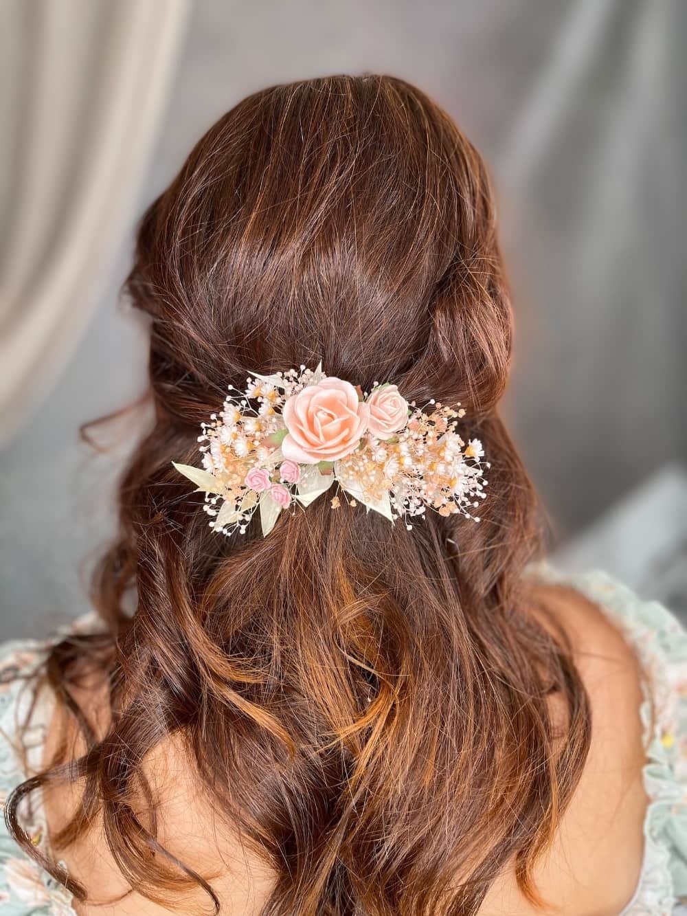 Peach Bridal Hairpiece by MagaelaAccessories