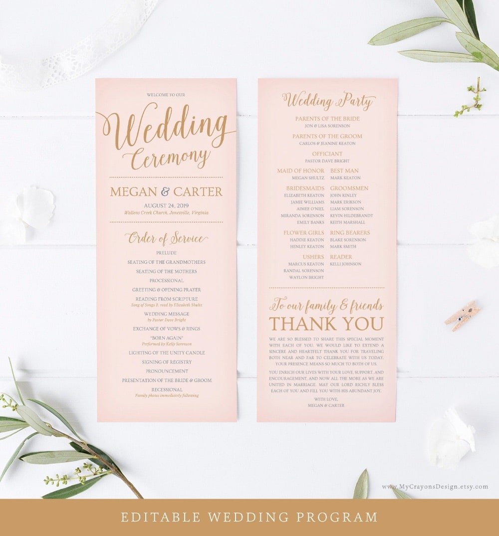 Wedding Program Template by MyCrayonsDesign