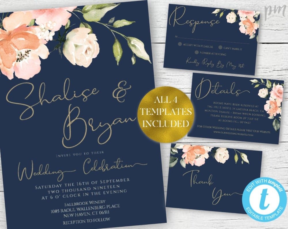 Printable Wedding Invitations by PrintableMoment