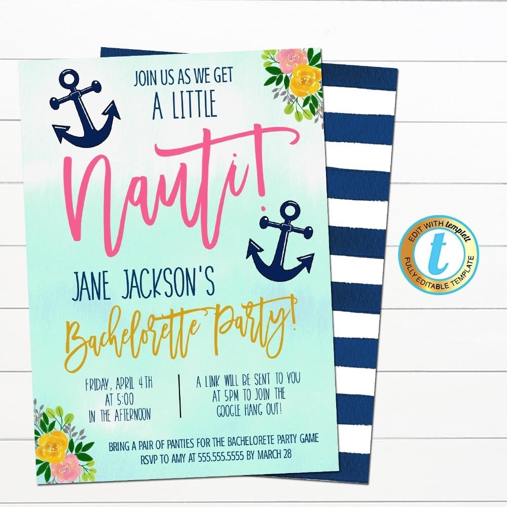 Let's Get Nauti Bachelorette Invite by MabbRoseDesigns