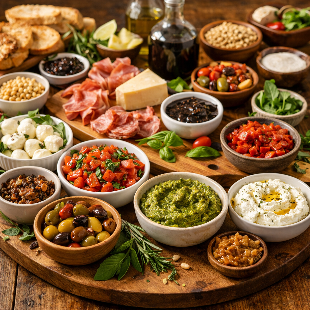 Elegant outdoor bruschetta bar