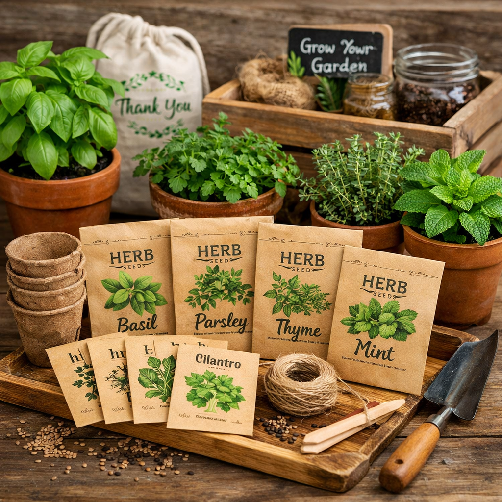 herbs and spices on a wood block
