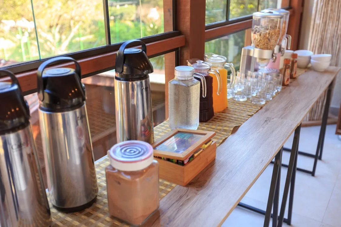Self-serve coffee and beverage station for a wedding reception