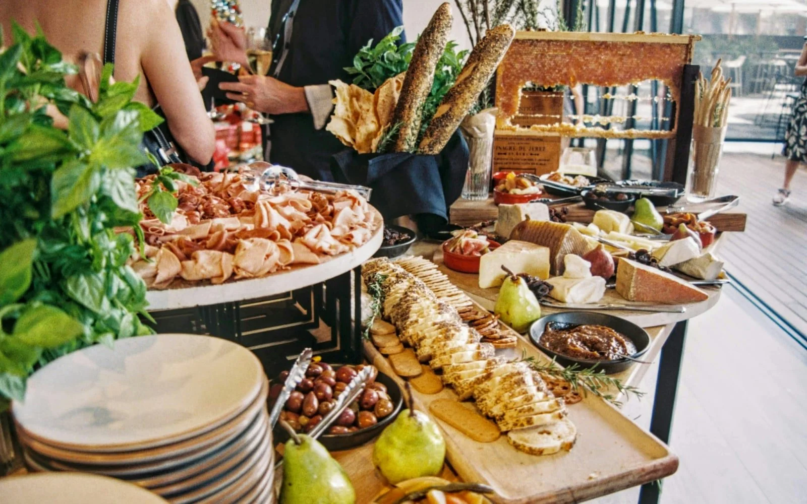 Wedding buffet menu dishes arranged for catered reception service