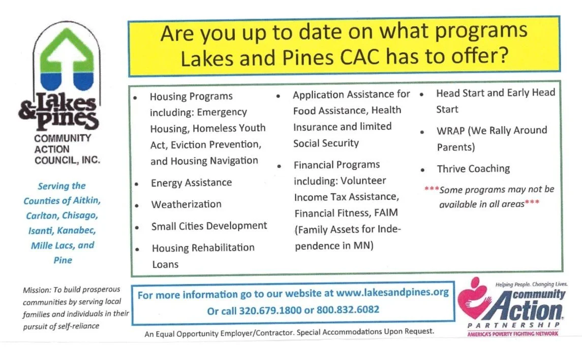 Lakes and Pines programs.