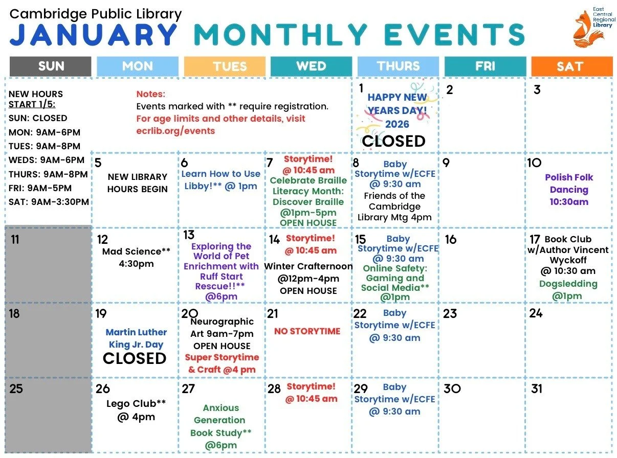 January Events at Cambridge Library!