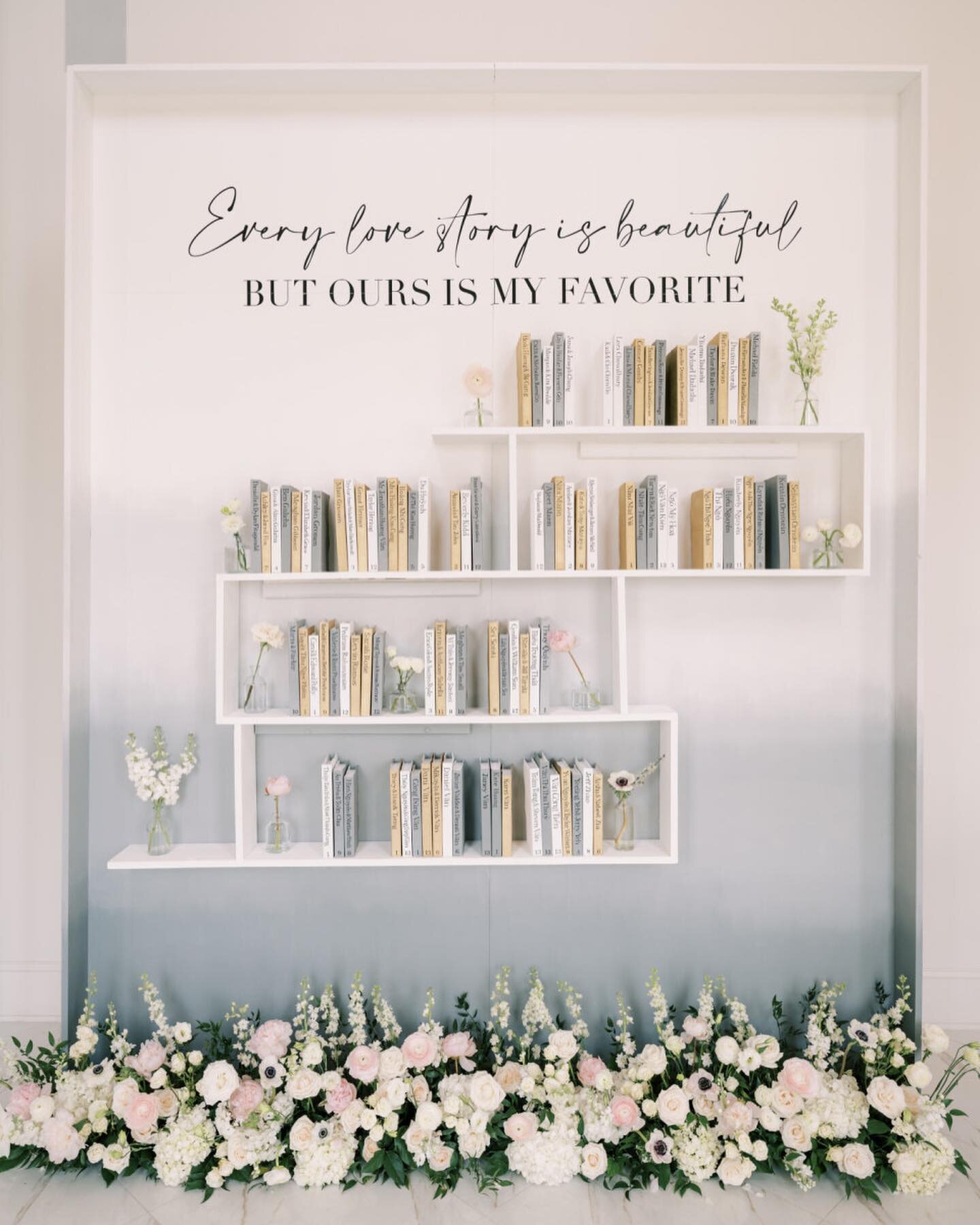 Every love story is beautiful but ours is my favorite📖

So thrilled to share these photos with you all. 
For this seating chart each guests name was handwritten on the spine of the book with their table number. 
The couple had a love for books and w