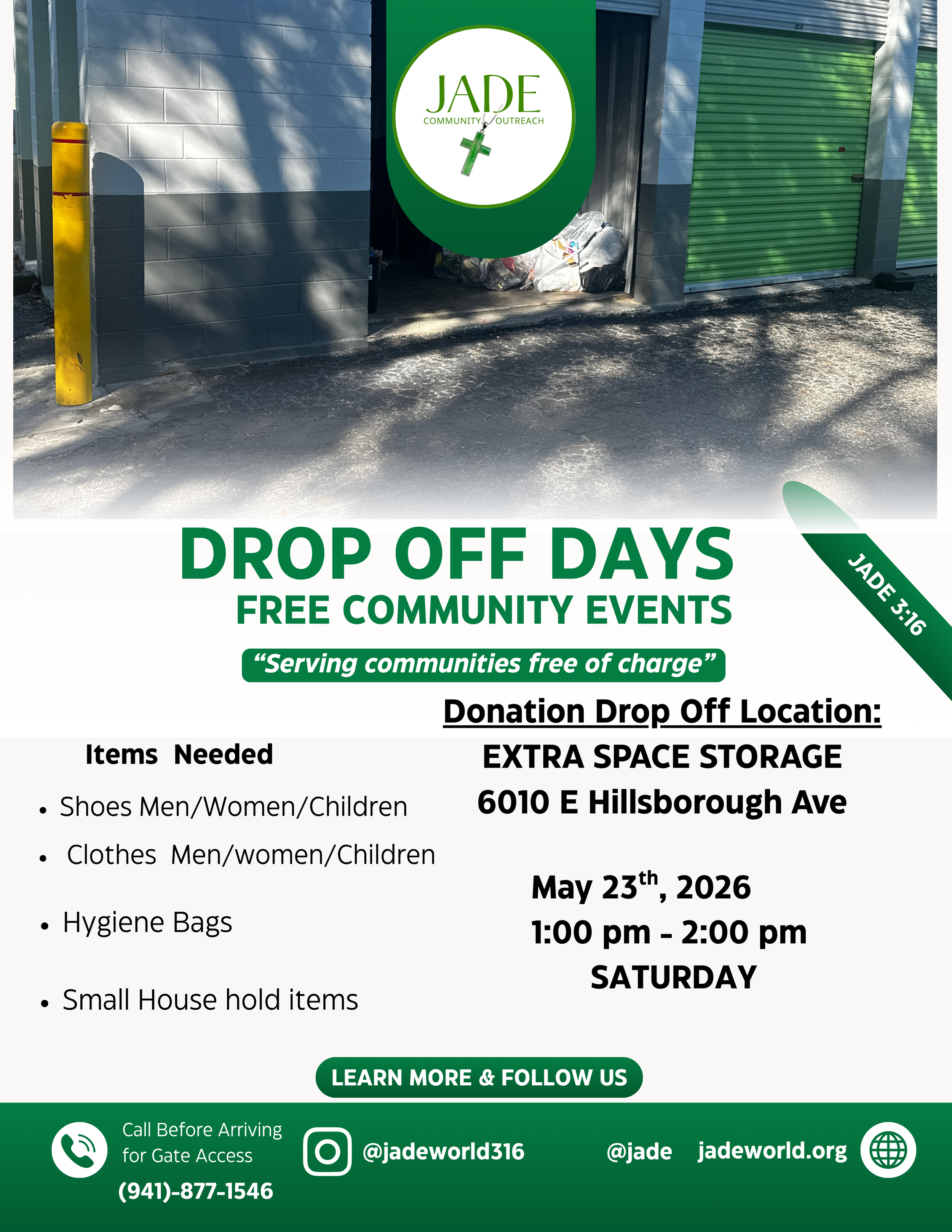 JADE 3:16 - Pop-up Shop Donation Drop off 