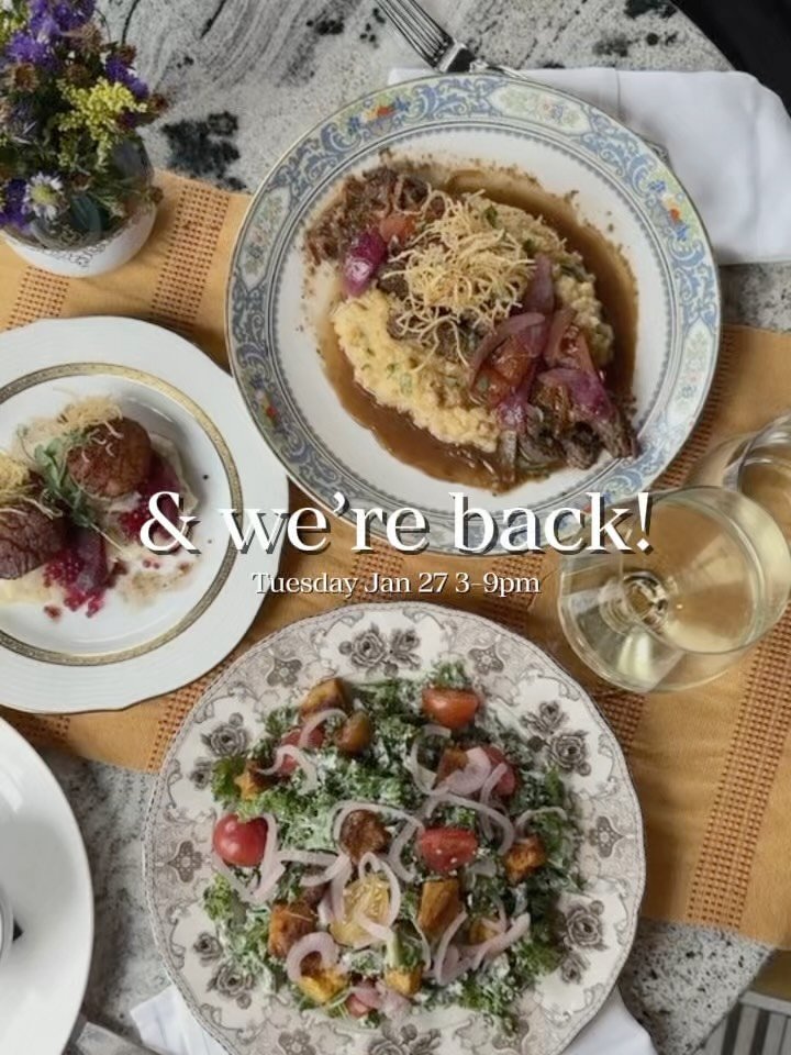Did you miss us? Because we sure missed you! We&rsquo;re back with normal hours today, Tuesday January 27, starting with Happy Hour 3-6pm &amp; full dinner service 4-9pm. 

Come shake off that cabin fever and tell us all your best Storm stories! 

.
