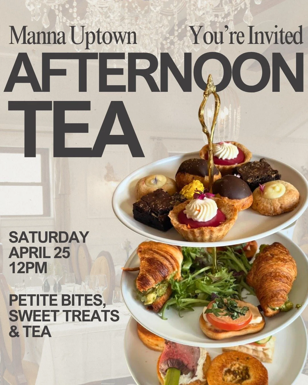 Springtime Afternoon Tea has made its grand return. 🌸 Dust off your favorite floral wears and join us for an afternoon of delectable treats and freshly brewed tea. 

Peruse the April 25 menu:
 &bull; Quiche Lorraine &bull; Chicken, basil and sundrie