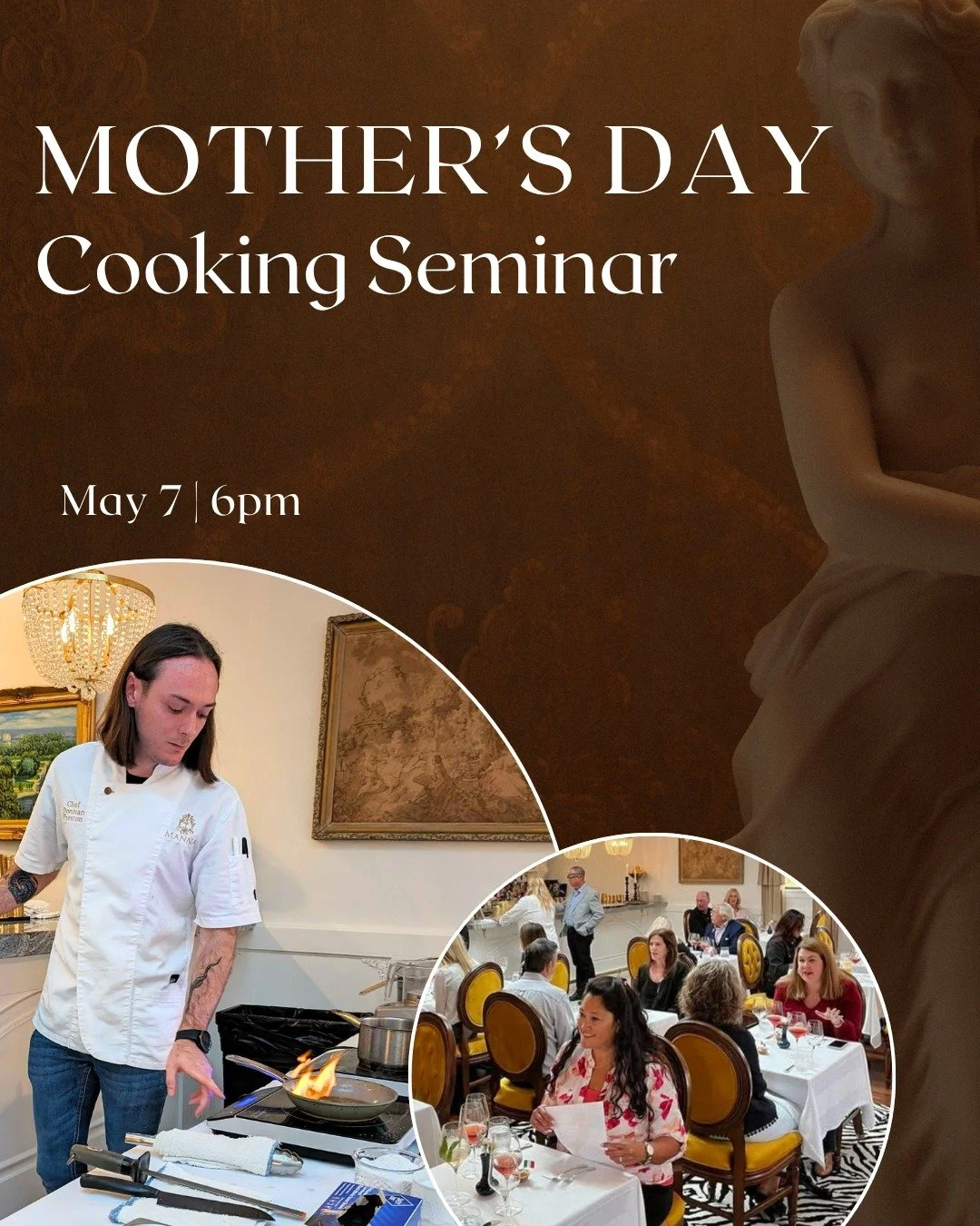 Don't miss our delicious, interactive &amp; informative cooking seminar for Mother's Day next Thursday, May 7! Bring mom to class for a fun evening out OR take the recipes home to cook her something special over the weekend!

🌸The Menu🌸

+ Coq Au V