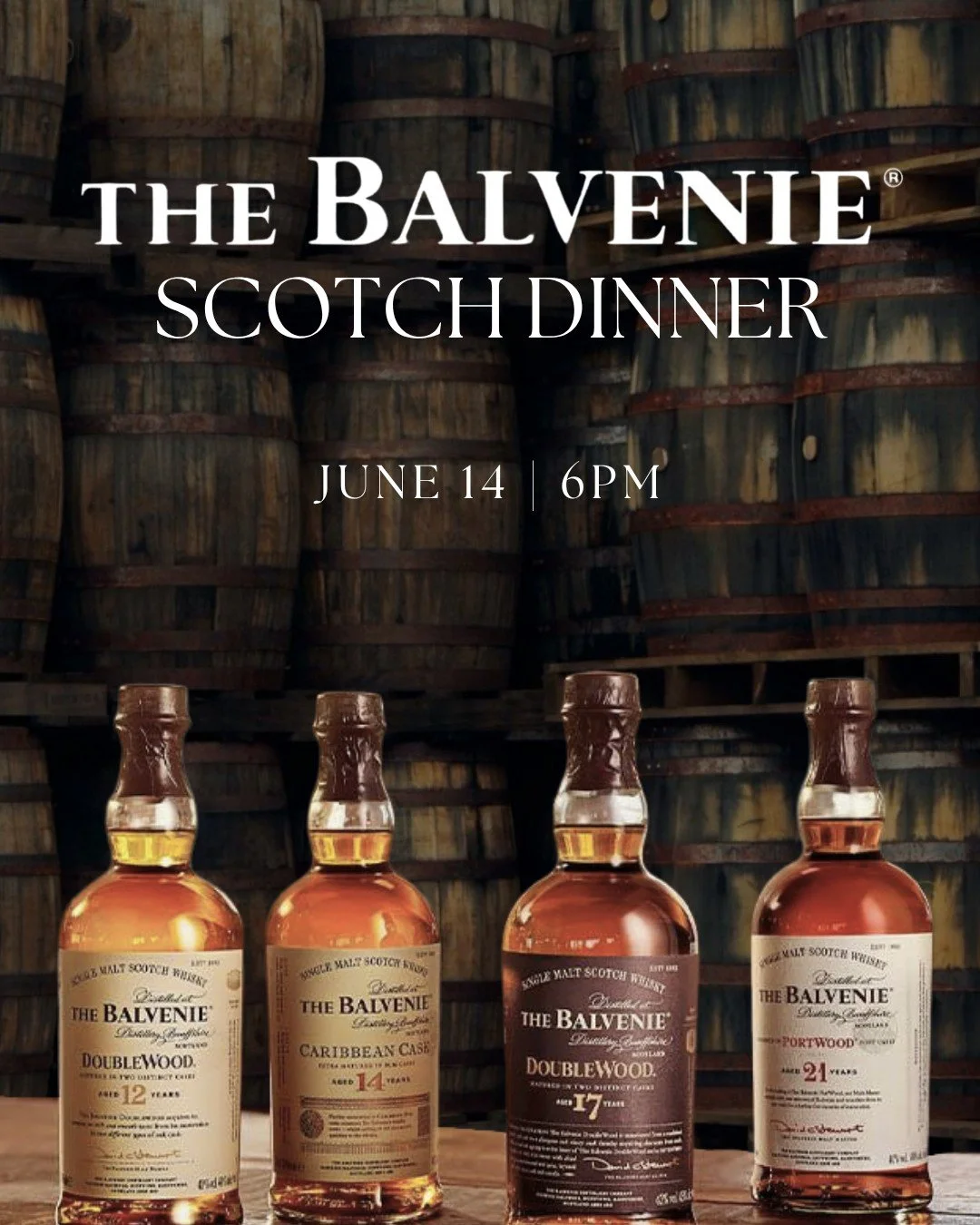 The countdown is on! Just ten more days until we dive into the world of Balvenie with our friends from RNDC!

Join us for an elegant evening of scotch, scotch-friendly foods, and scotch-loving friends on Sunday, June 14.

🥃We'll kick things off with