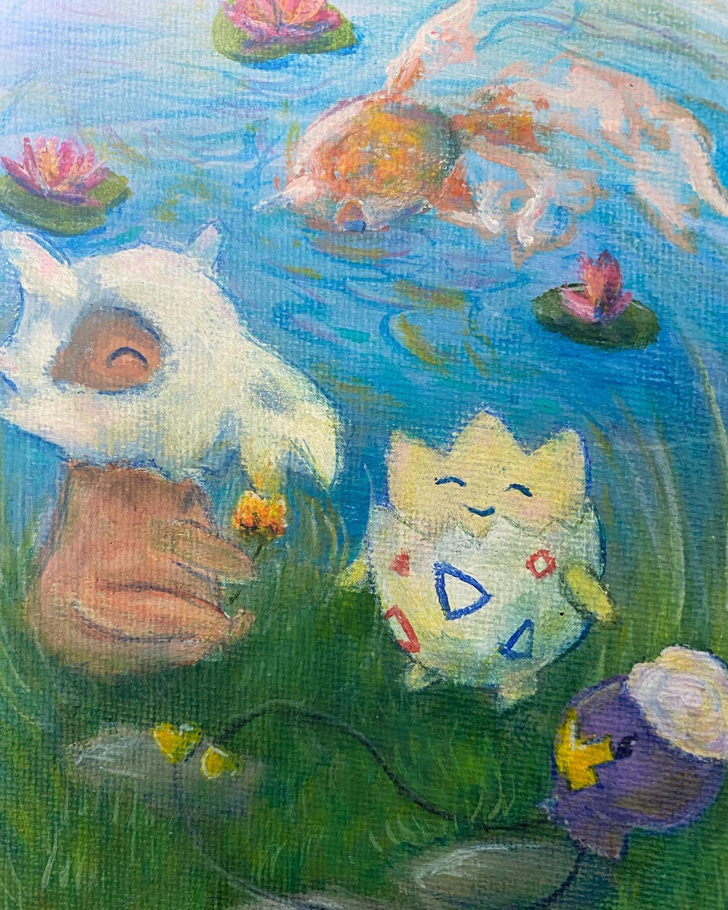I got tired of sad Cubone art, so here they are happy with friends, instead 🥰 I painted this live on twitch, thanks for being there!
#cubone #togepi #drifloon #goldeen #cutepokemon #pokemonfanart #pokemonart #twitchartist #minicanvas