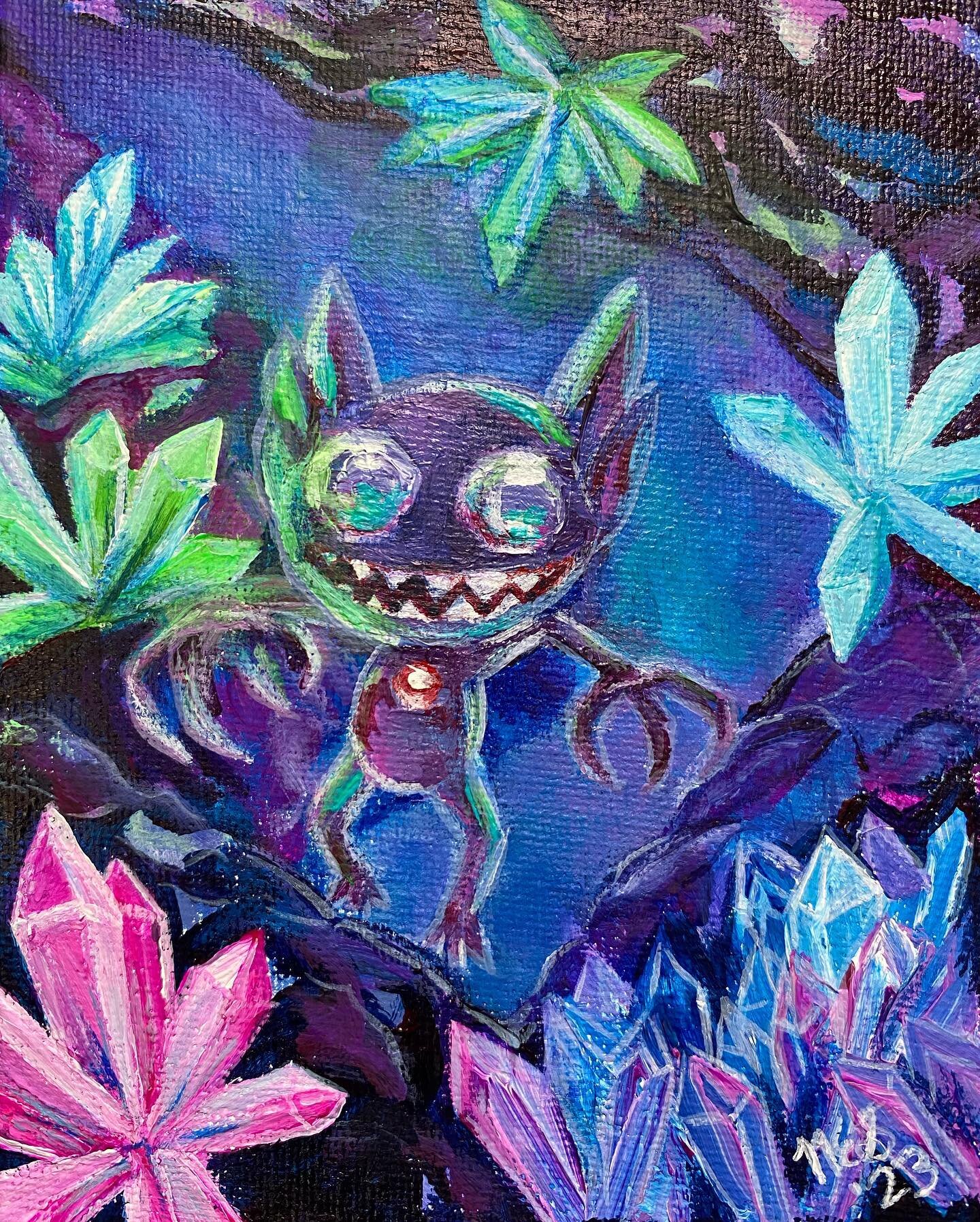 Lost Mining its own business 💎 I painted this mini canvas live on twitch last week, thanks for hanging out!
#sableye #pokemonfanart #pokemonart #crystalart #gremlin #pokemon #acrylicpaintingoncanvas #minicanvas