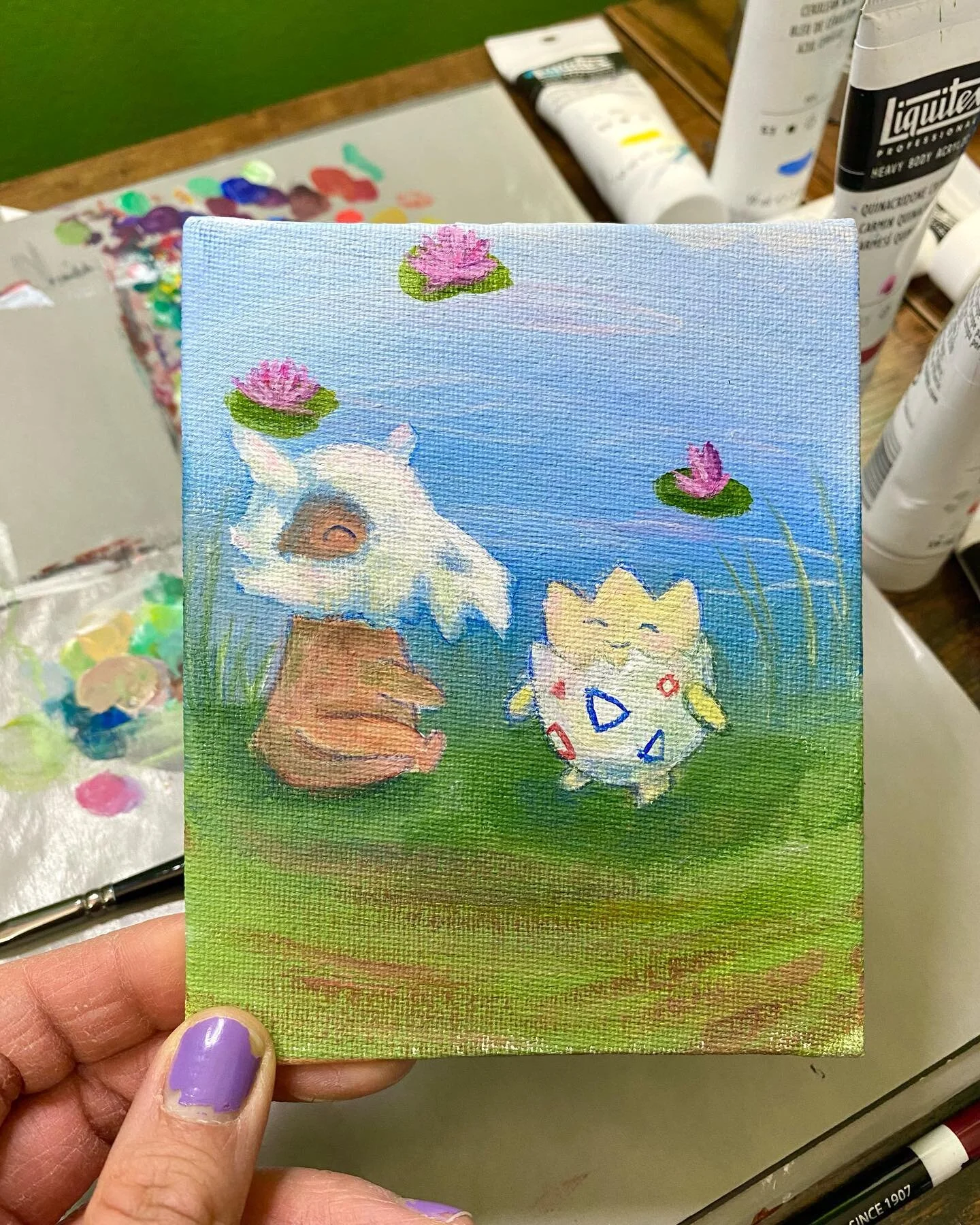 Progress on these friends! I&rsquo;ll be painting them tomorrow on Twitch around 8pm EST. Would love to see you there! 
#togepi #cubone #happycubone #pokemonfriends #cutepokemon #pokemonart #pokemonfanart #twitchartist